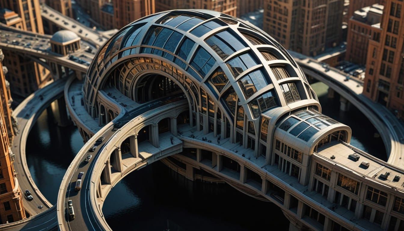 Surreal Infinite Metropolis Inspired by M.C. Escher