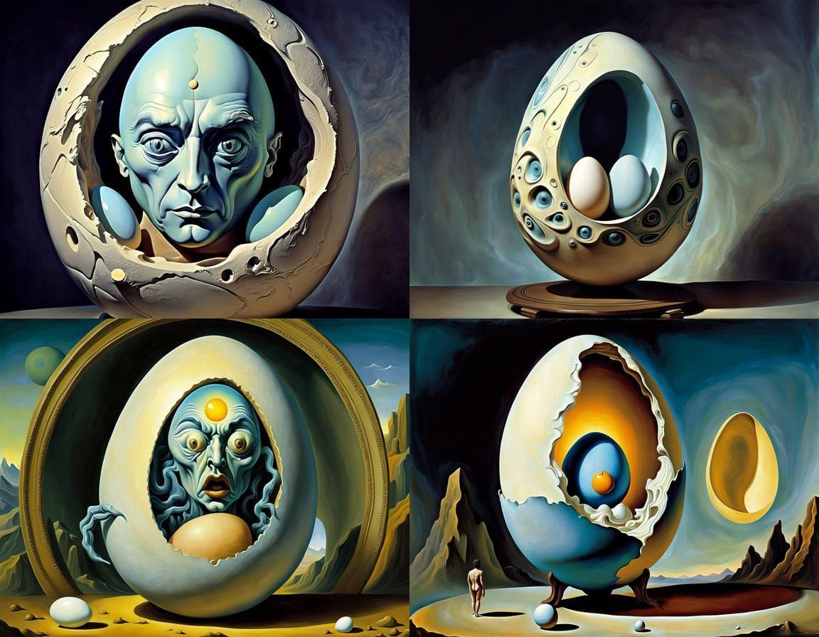 Surrealist Alien Egg in Abstract Dali Picasso Style
