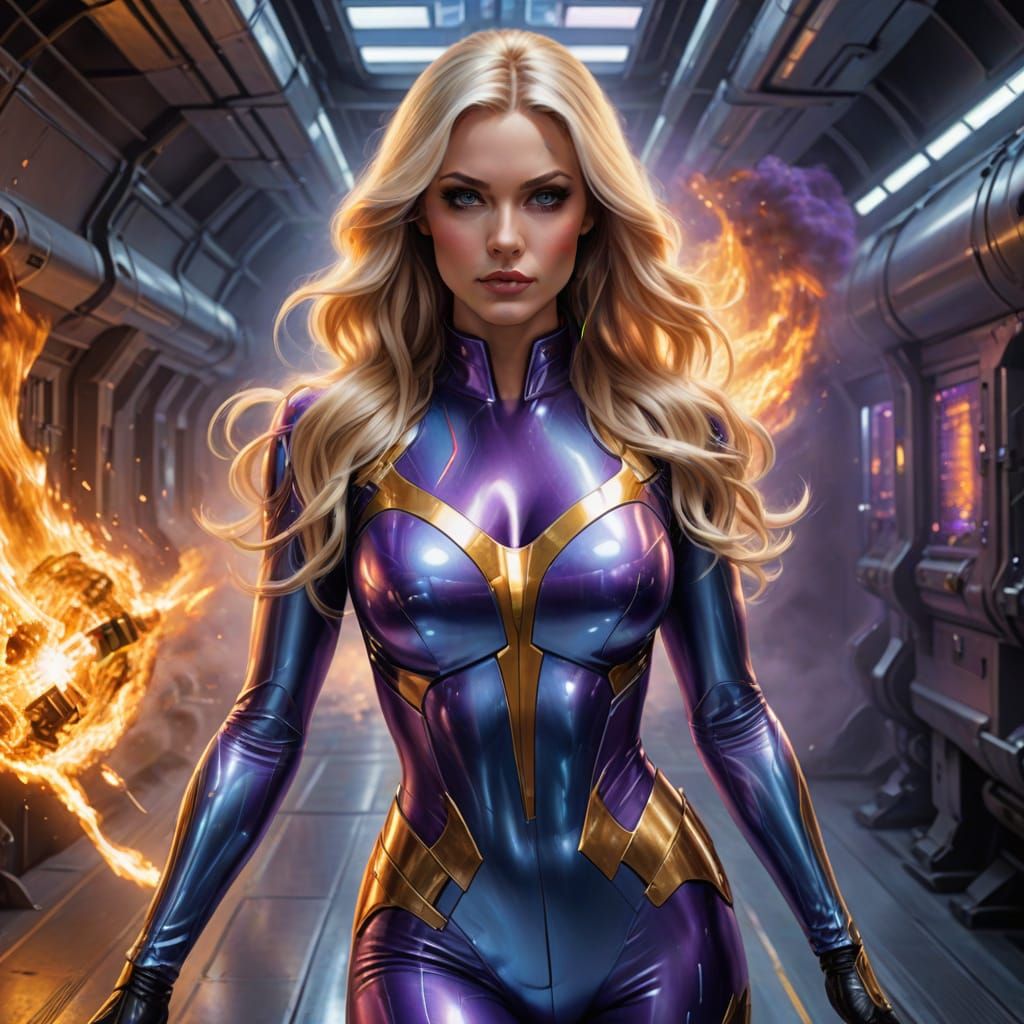 Sensual Space Warrior Smirks in Futuristic Pin-Up