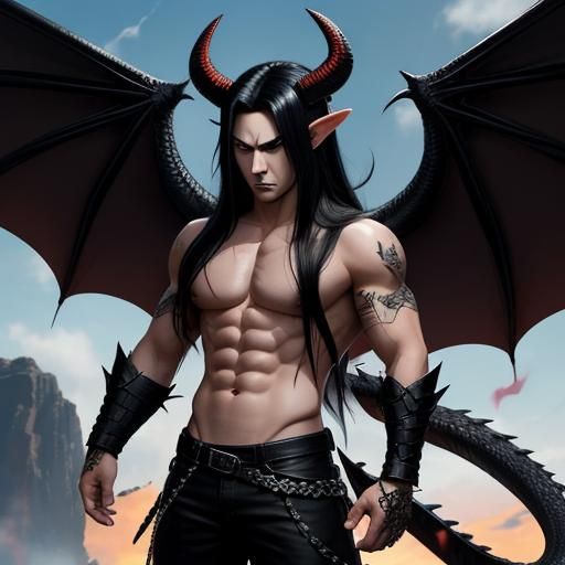 Furious Lava Dragon Human Hybrid in Anime Style