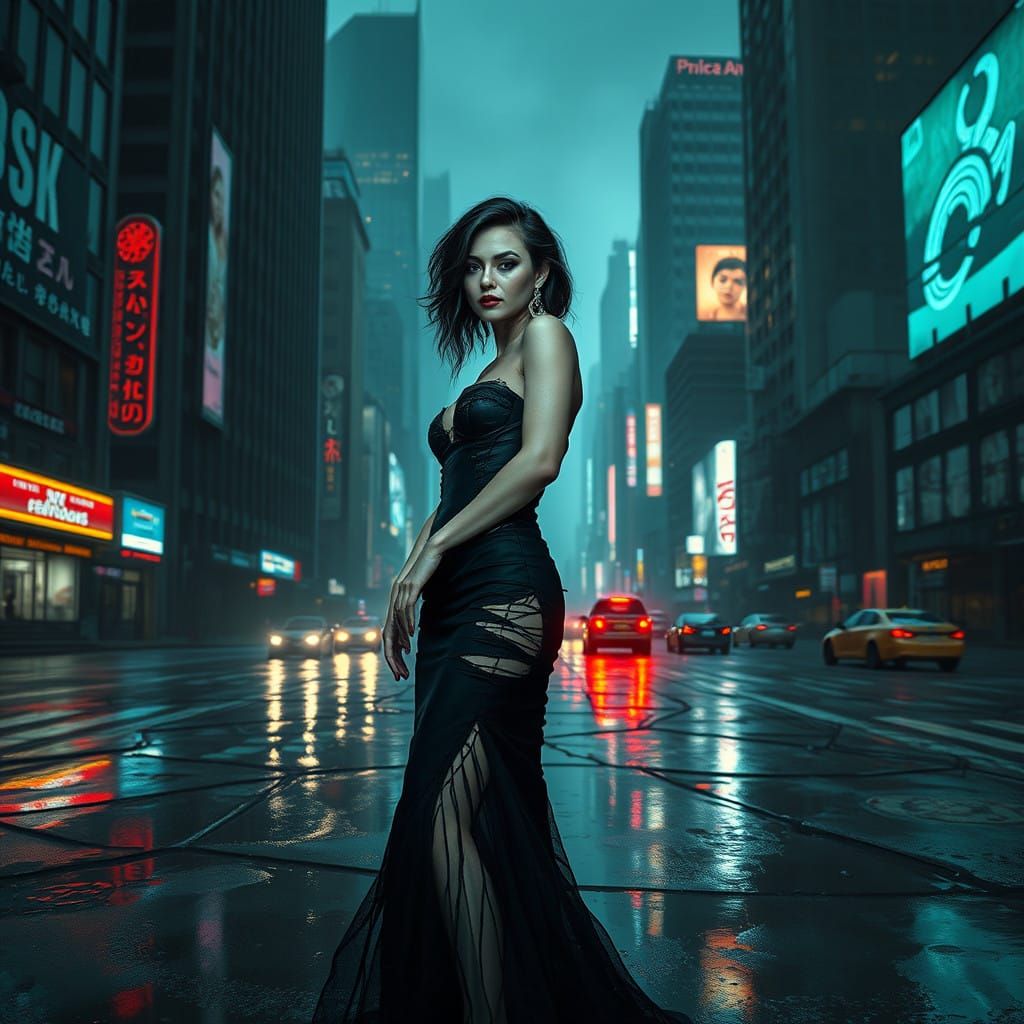 Stunning Cyberpunk Dystopian Goddess