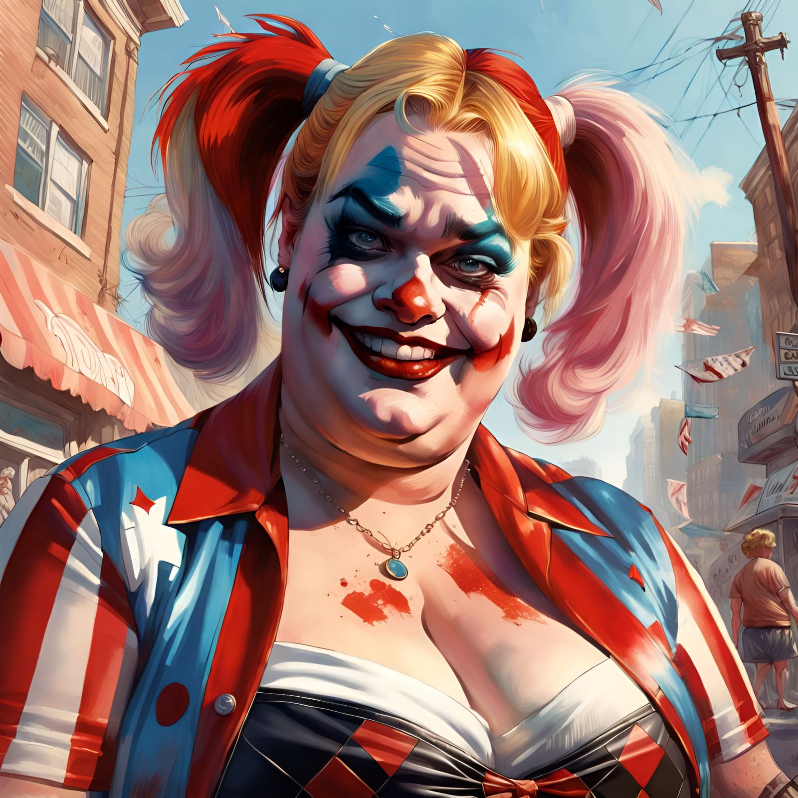 Chris Farley as Harley Quinn Portrait Art