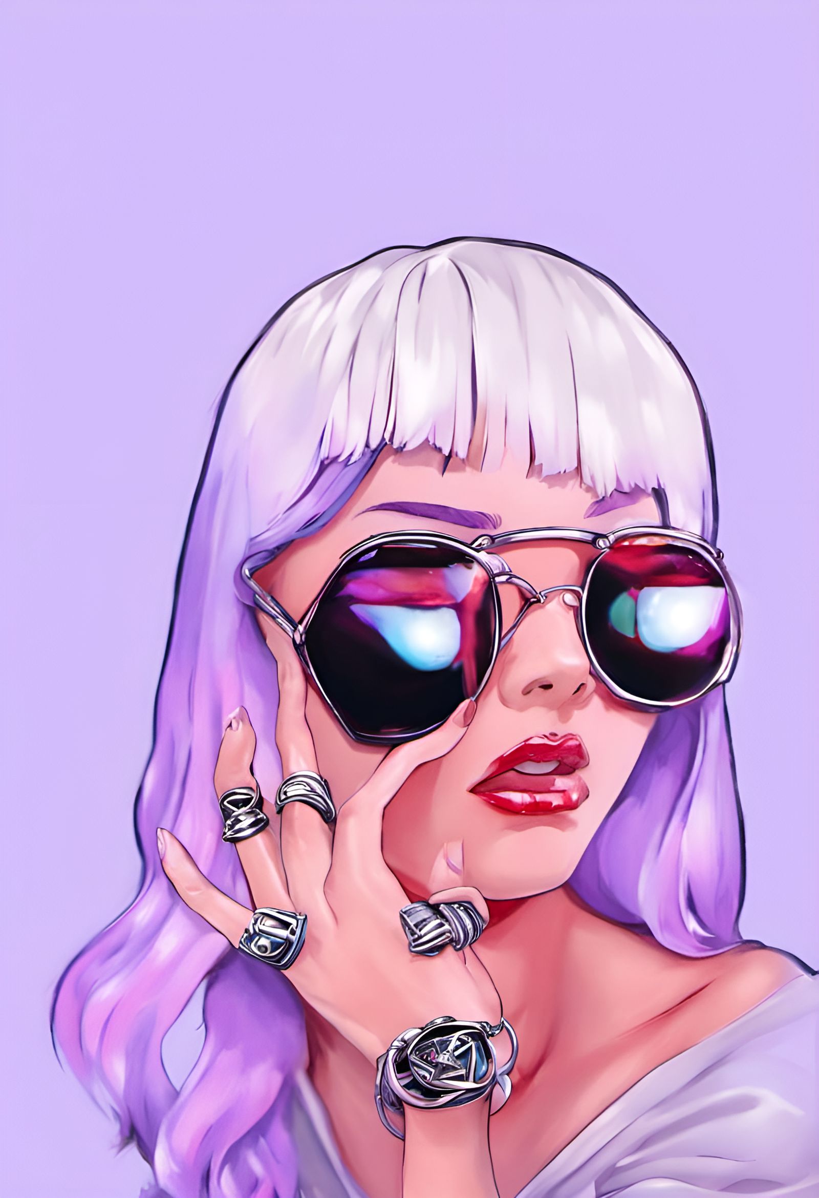 Synthwave Girl with Anklet in Hyperdetailed Style