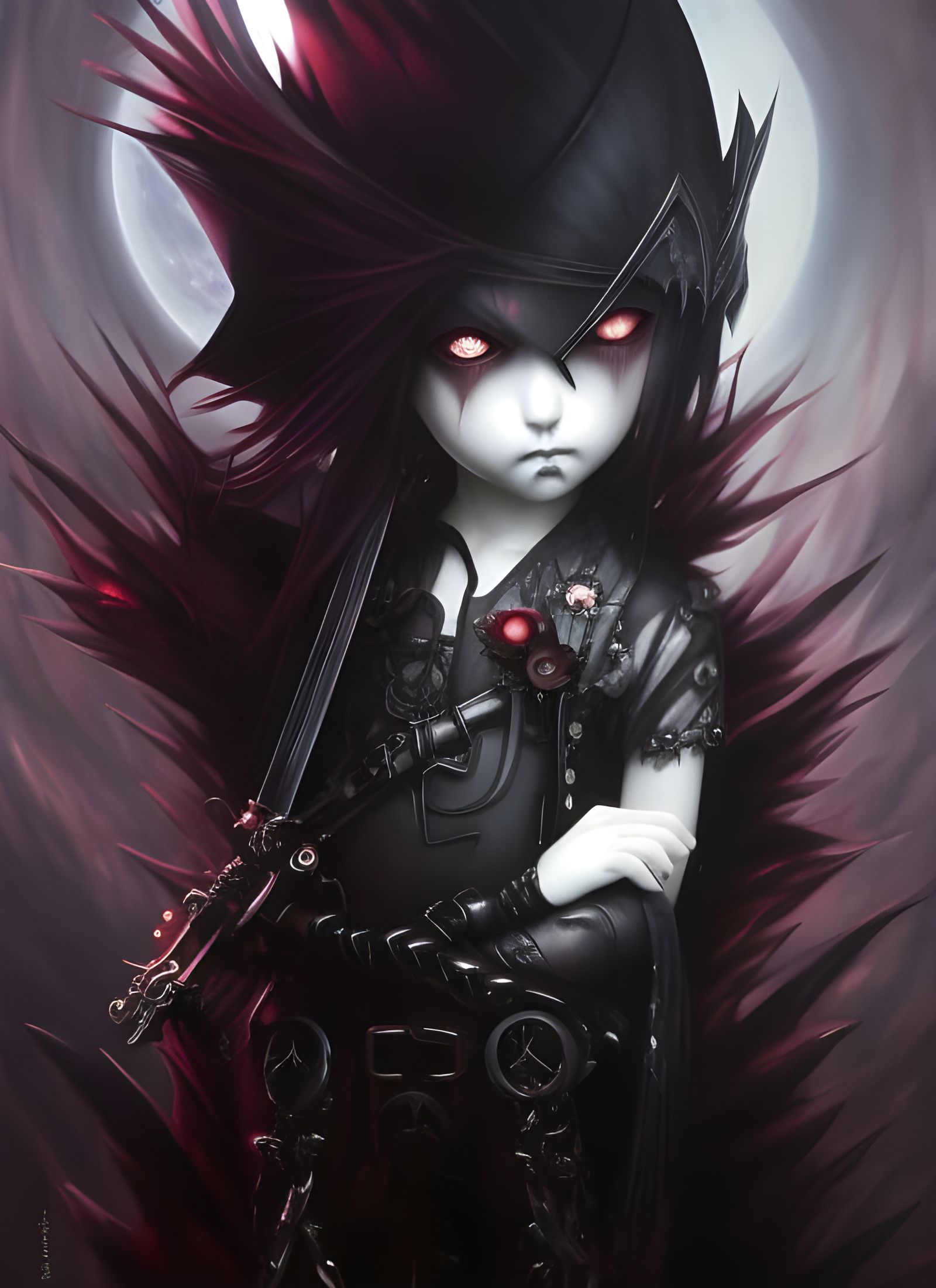 Cute Biomechanical Predator in Watercolor Style