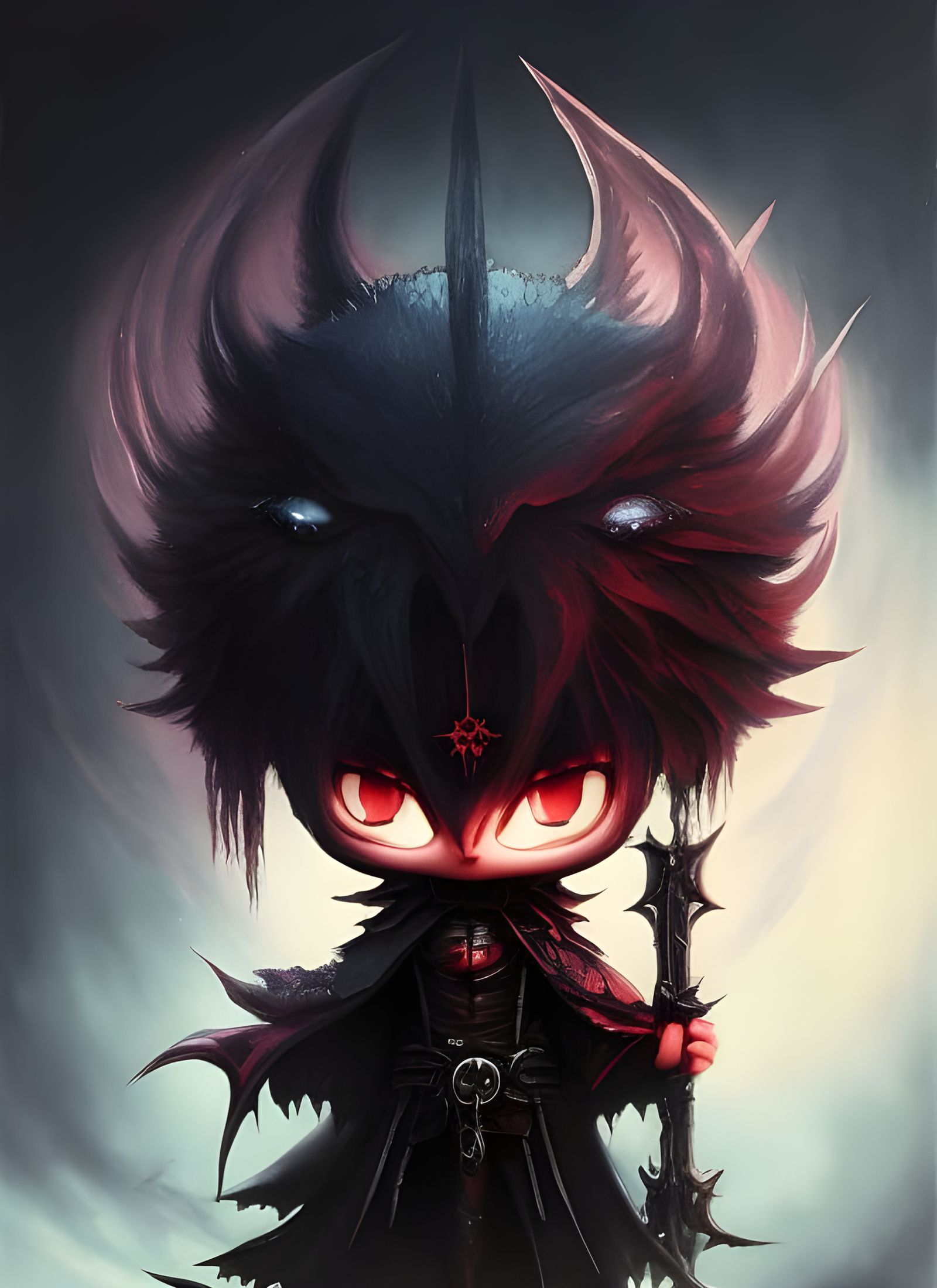 Cute Biomechanical Predator in Watercolor Style