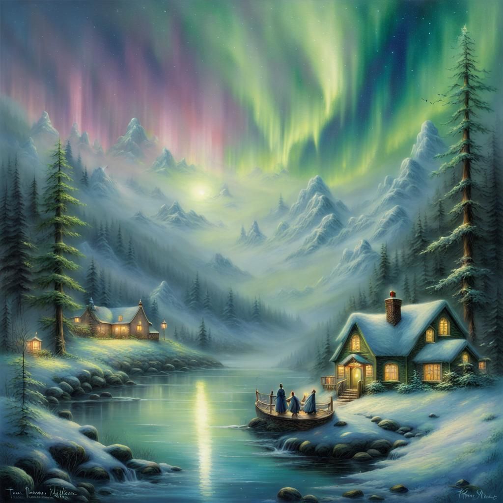 Ethereal Northern Lights Fantasy Landscape