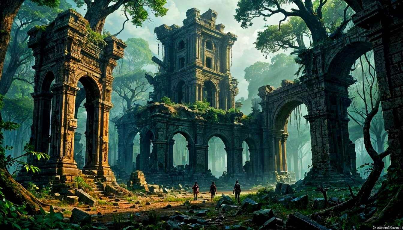 Abandoned Eldritch City Deep in the Forest