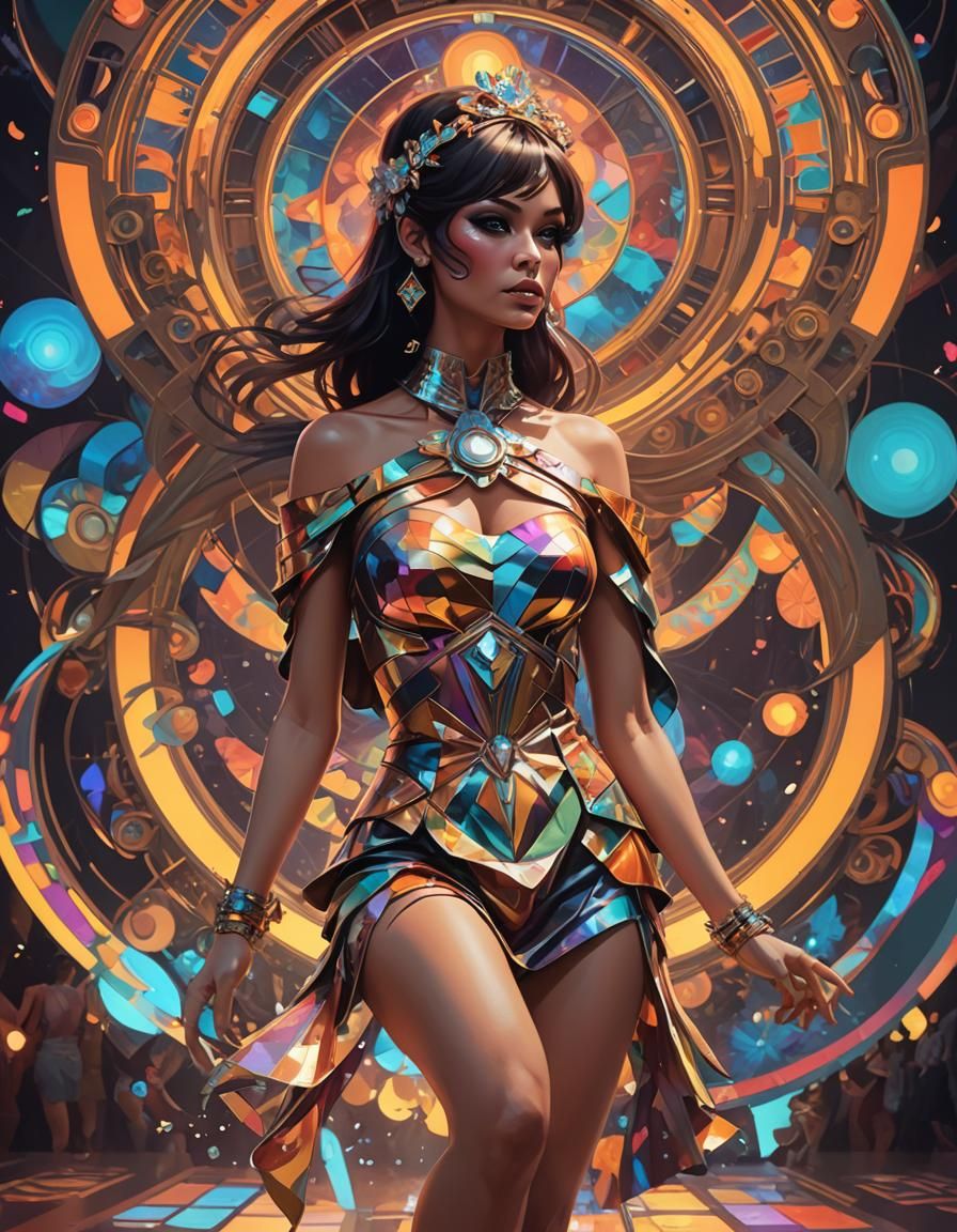 Psychedelic 60s Mod Go-Go Dancer Portrait