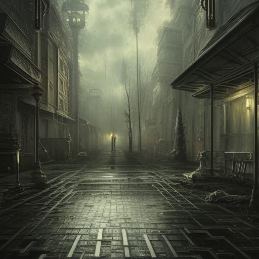 Eerie Night Bus Stop in Horror Style