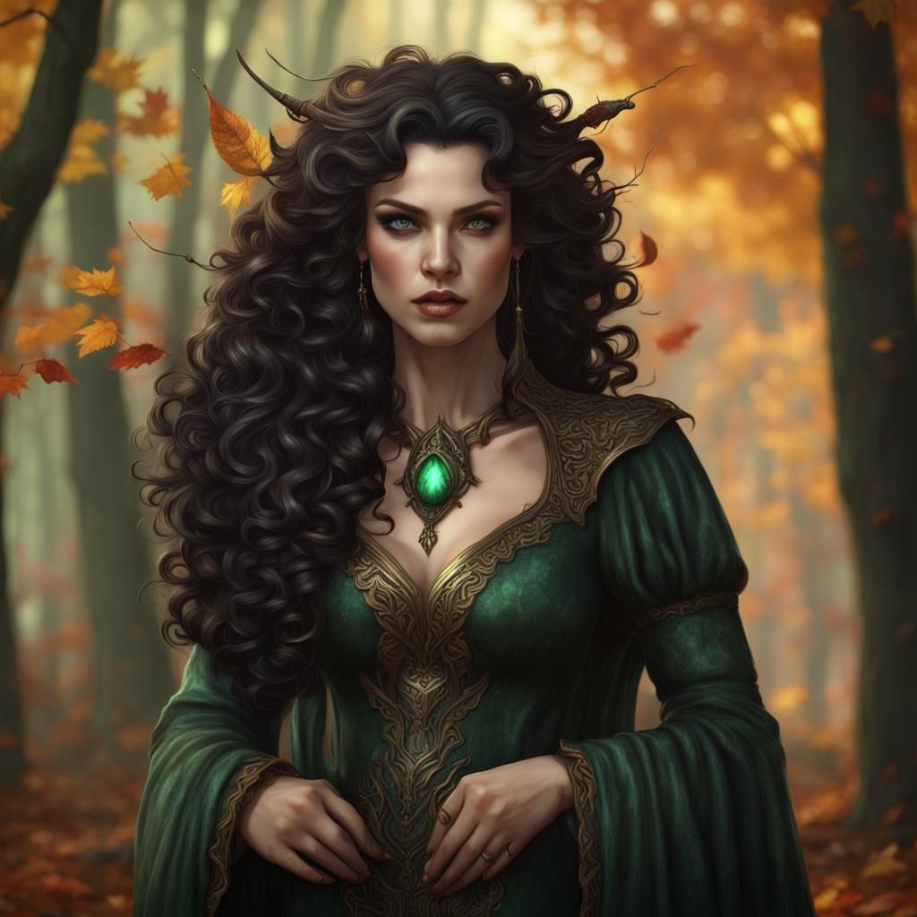 Autumn Eladrin Sorceress: Detailed Fantasy Concept Art