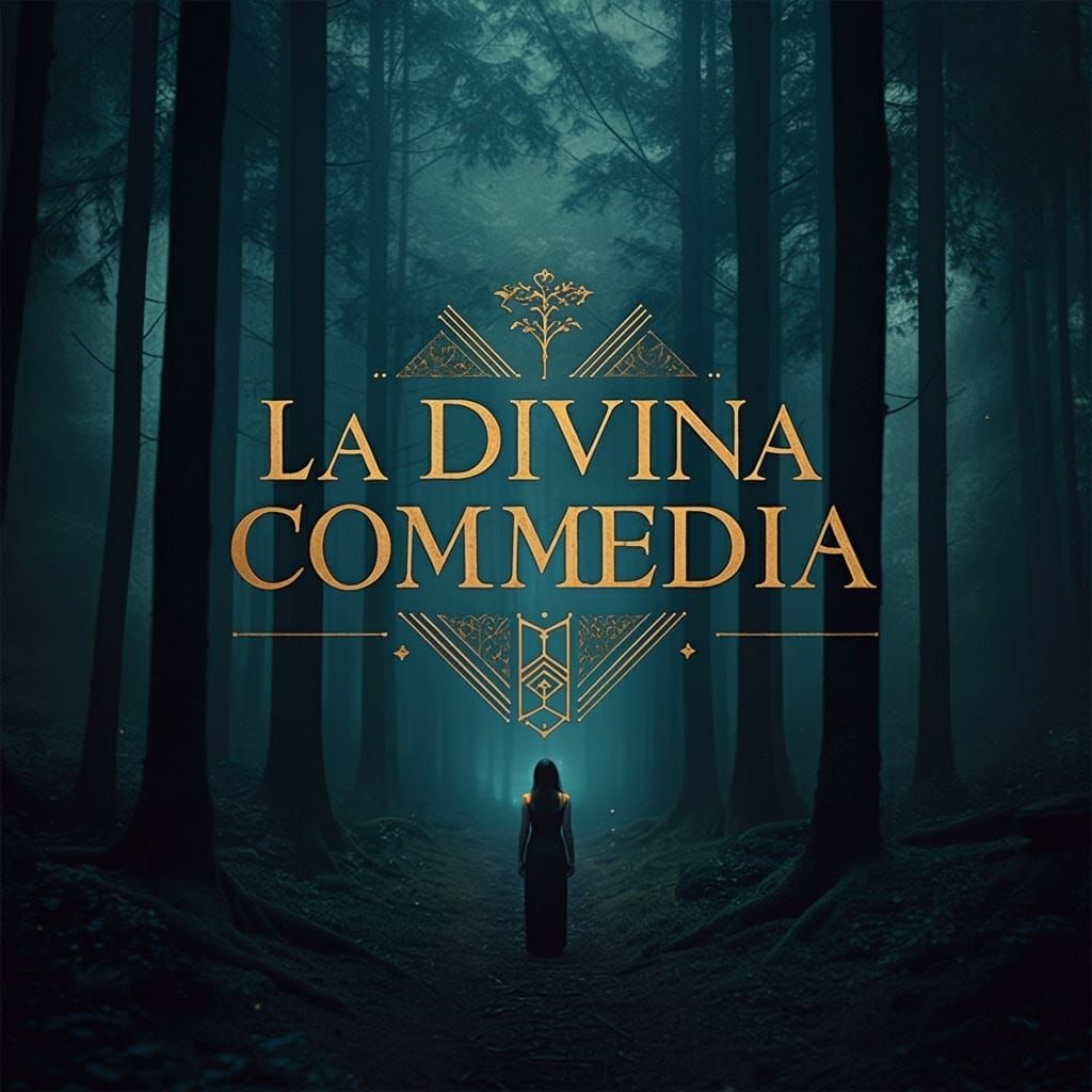 Dark Forest Cover Art for Divine Comedy in Medieval Style