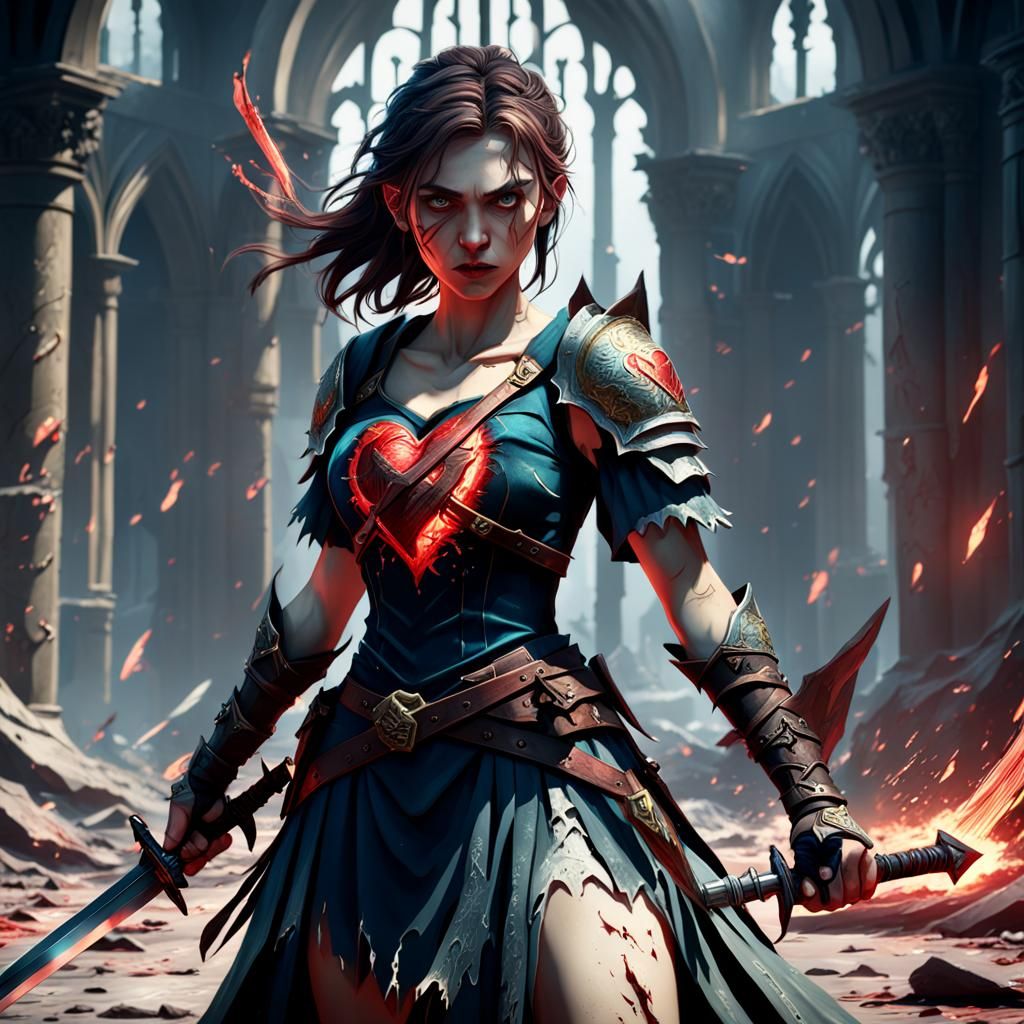 Teenage Girl with Sword: Fantasy Art