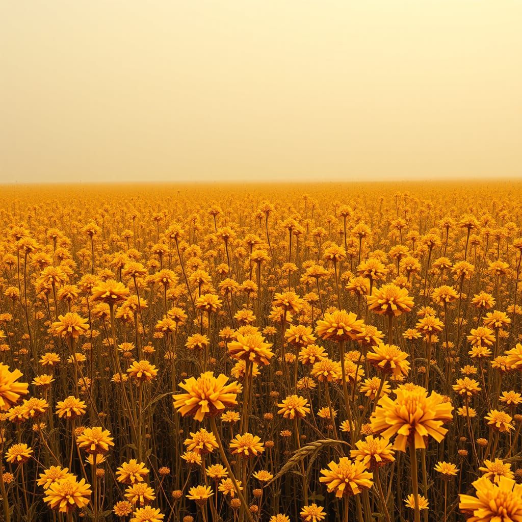 Goldenrod Fields Sway in Abstract Vector Fractal Style