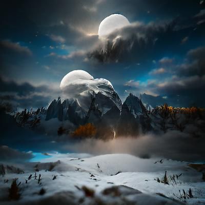 Moon over mountains