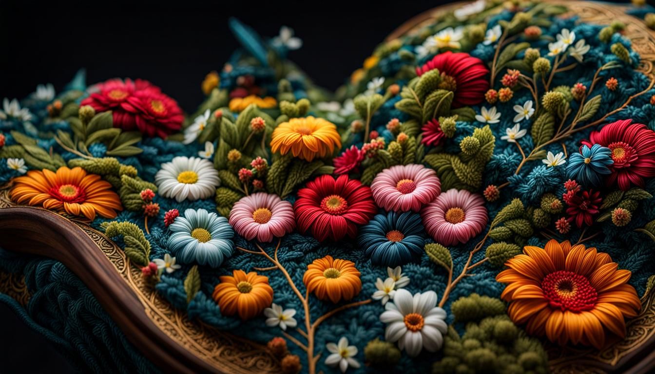 Hyper Photorealistic Embroidery Art in OLED