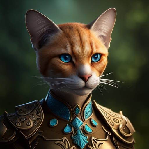 Calico Tabaxi Rogue with Blue Eyes, Fantasy Art