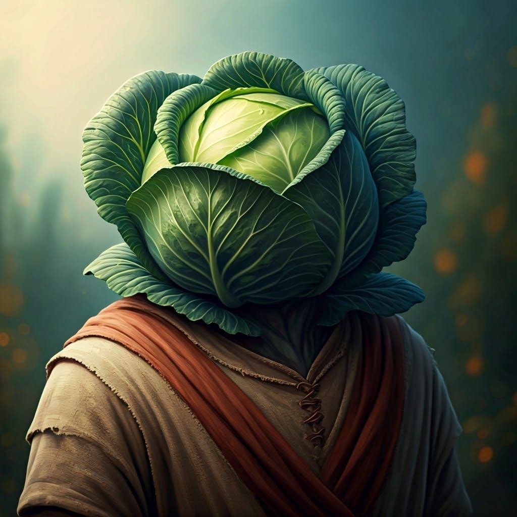Cabbage Head Figure in Contemporary Style