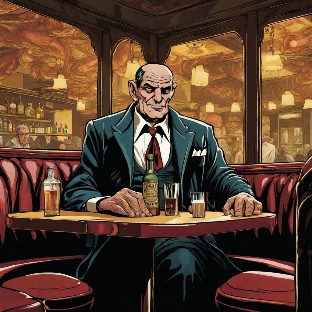 The Giant Mafia Boss in Restaurant Booth