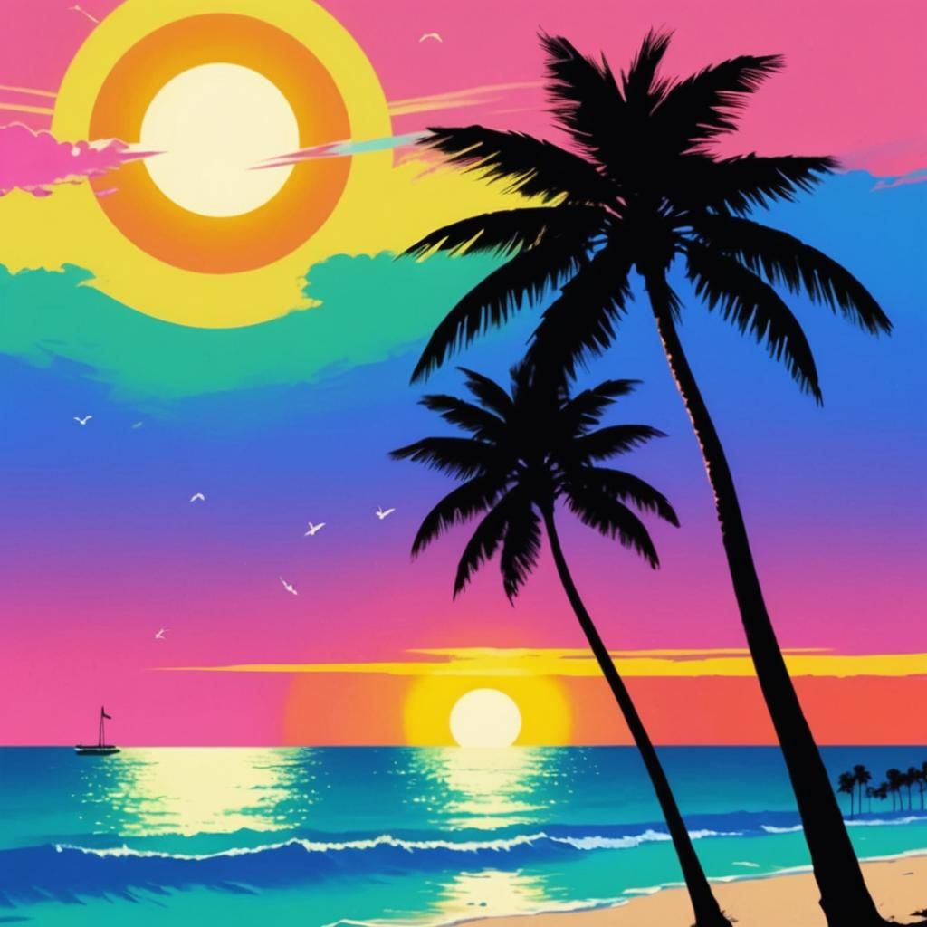 Blonde Woman in Retro Wave GTA Vice City Scene