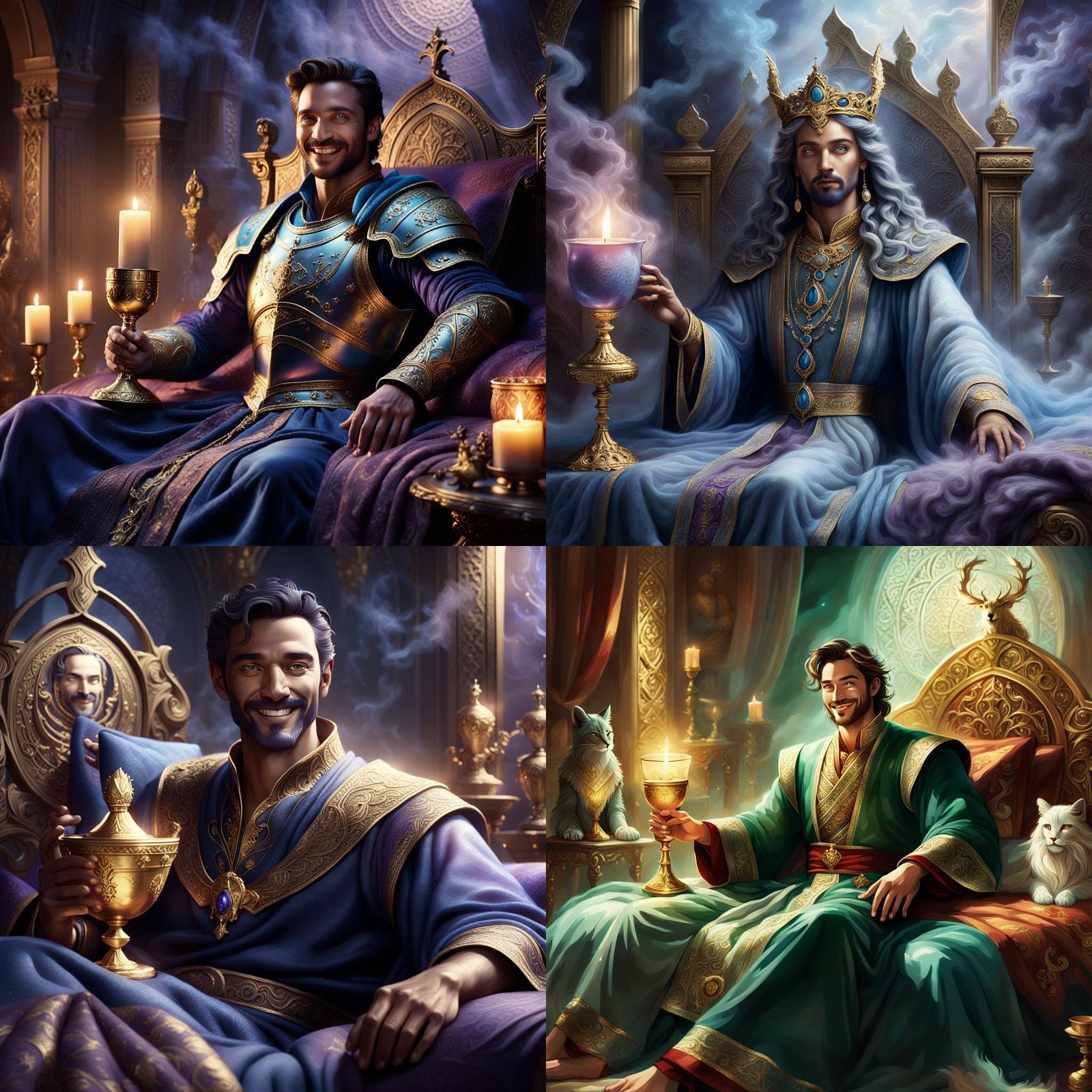 Charming God Lounging in Dreamlike Fantasy