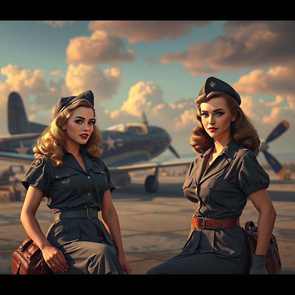 Feminine Pin-Ups Shine at WW2 Army Air Base in Vibrant Cyber...