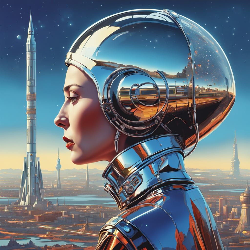 Futuristic Queen in Chrome City