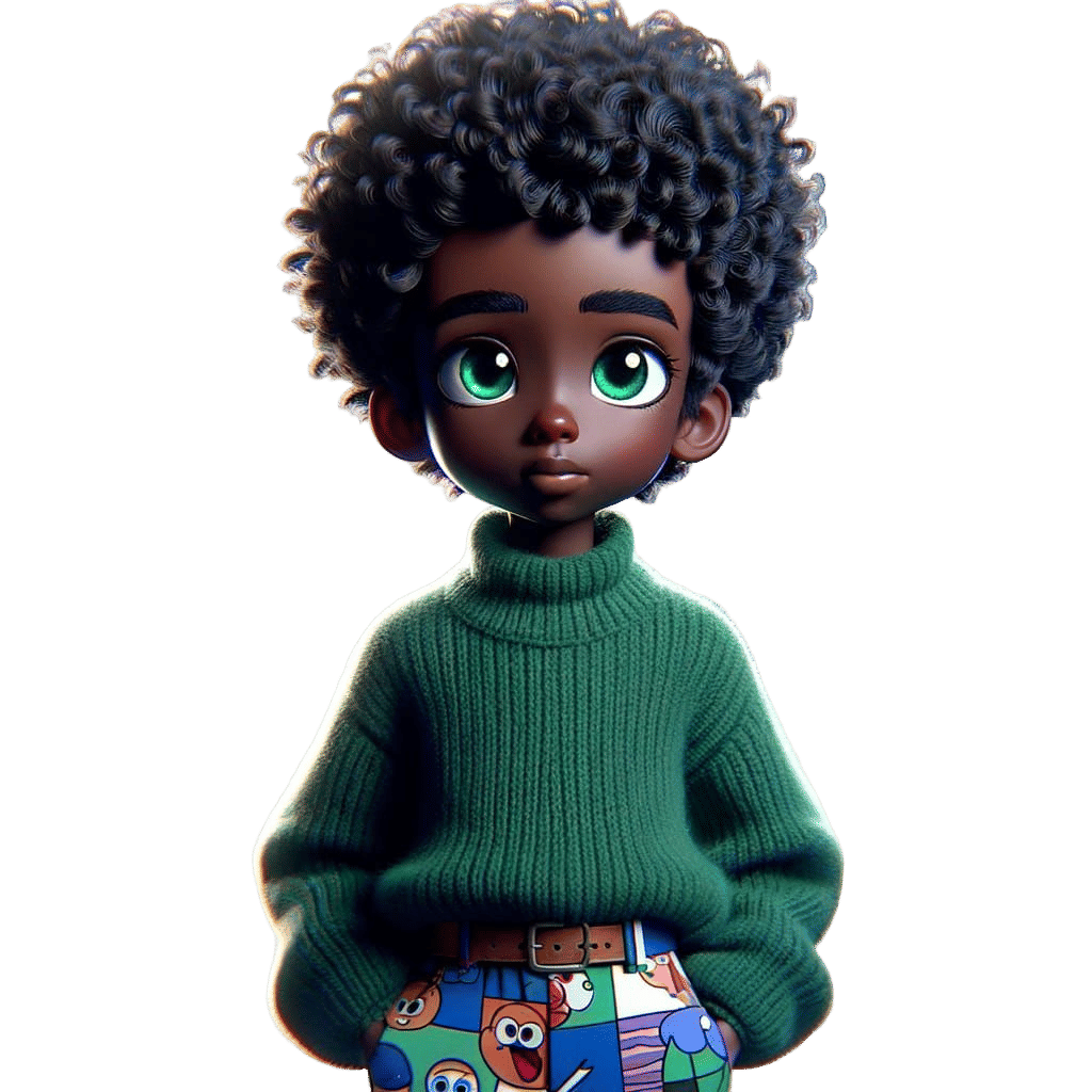 African Boy in Vibrant Pop Art Attire, Inspired by 3D Anime ...