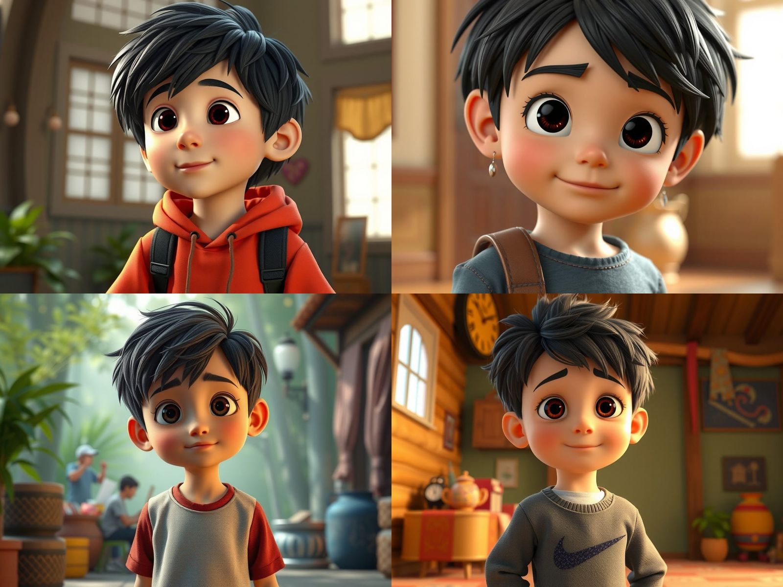 Five-Year-Old Boy in Pixar Animation Style
