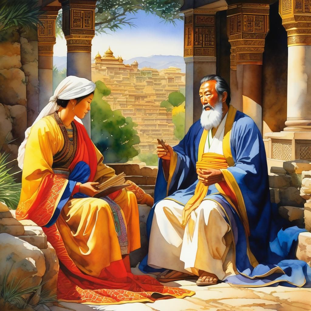 Watercolor Painting of Divine Protection and Justice