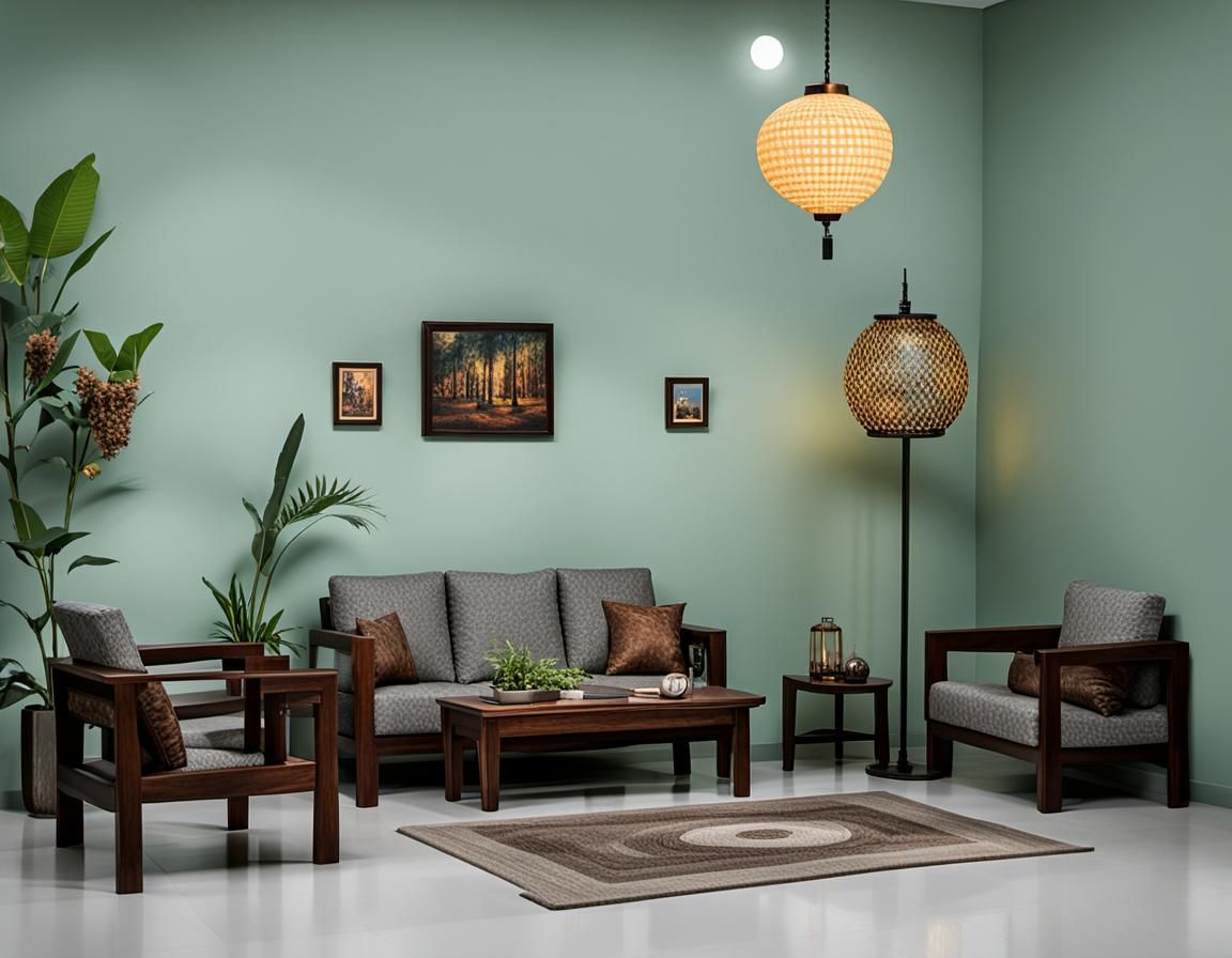 Eerie Indonesian Home Interior in Dark Horror Style