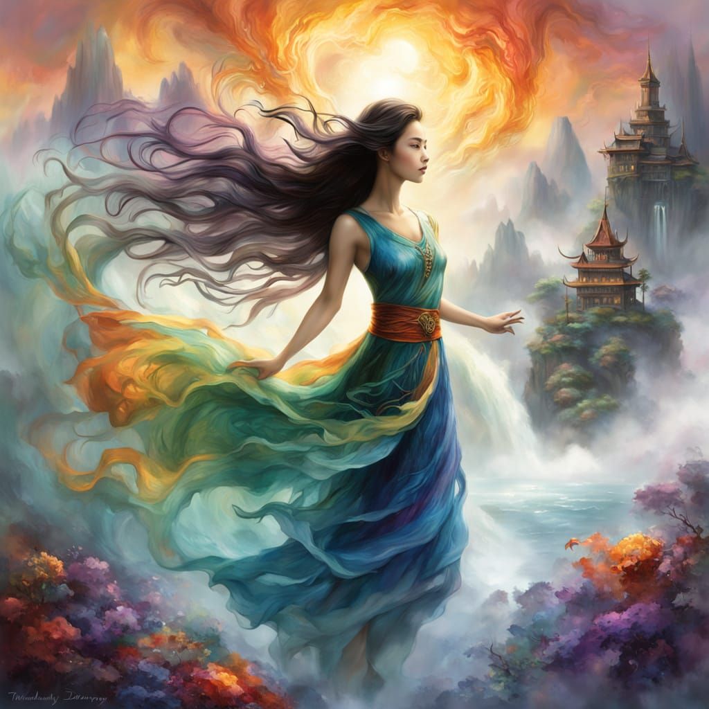 Thai Goddess in Dreamy, Vibrant Hues