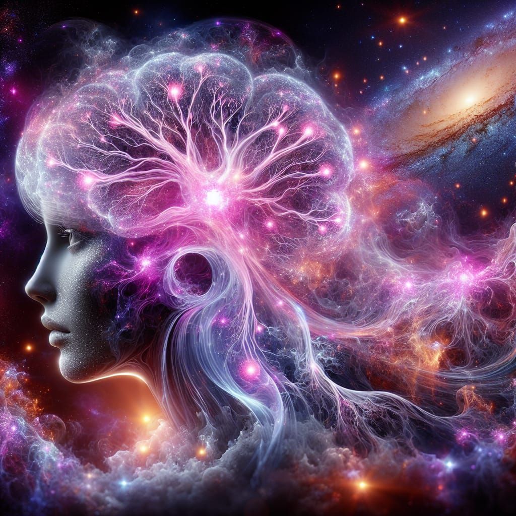 Ethereal Brain: Supernova Neurons in Galaxy Digital Art