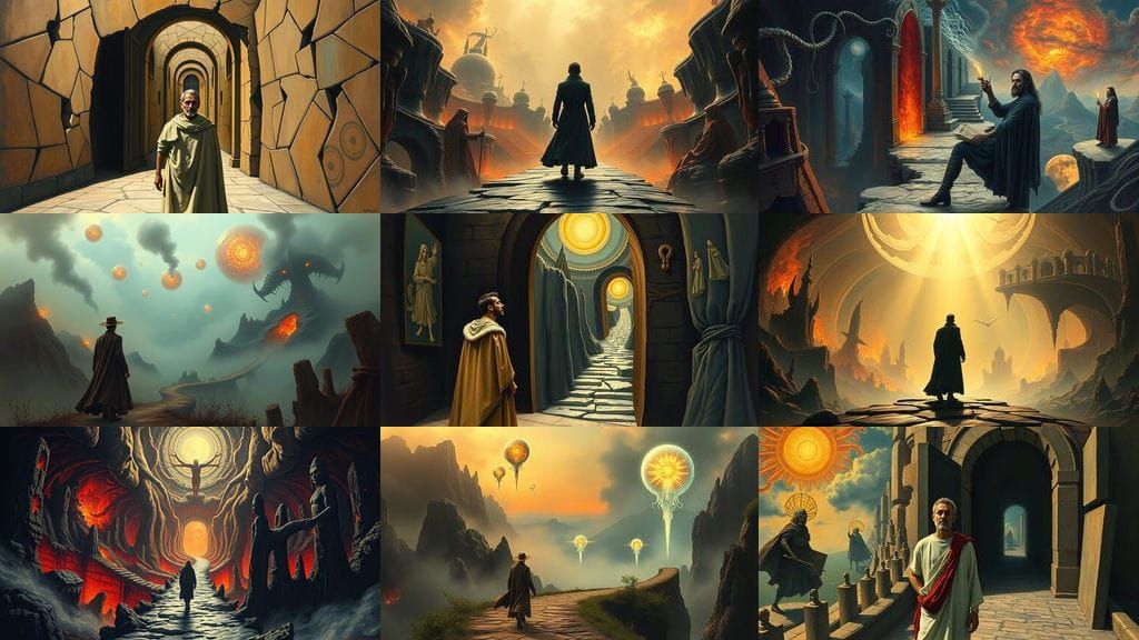 Surrealist Vision of Dante's Journey Through the Afterlife R...