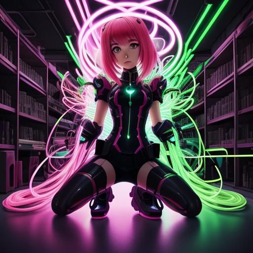 Cyber Anime Worm Girl in Underground Lab