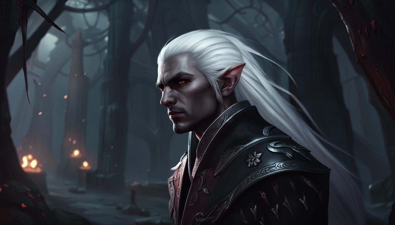 Dark Elf Assassin: Hyperdetailed Fantasy Art