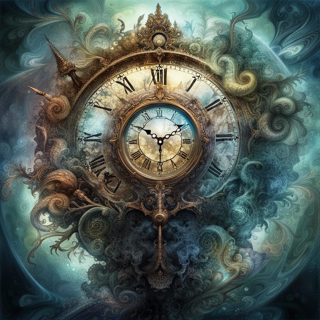 Mystical Double Exposure Fantasy Clock in High Definition
