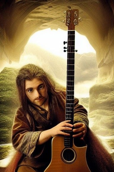 Detailed Hobbit Bard with Acoustic Guitar