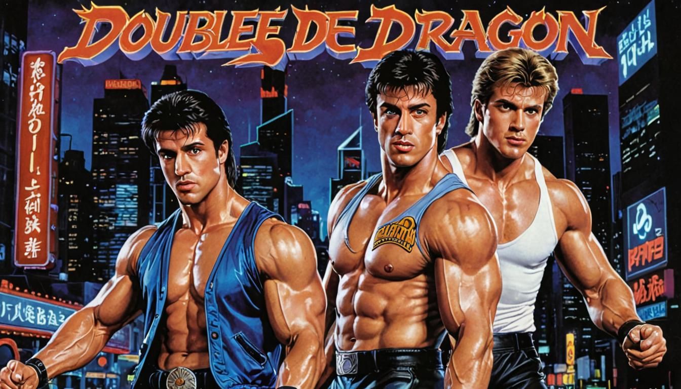 Sylvester Stallone and Dolph Lundgren as the protagonists in...