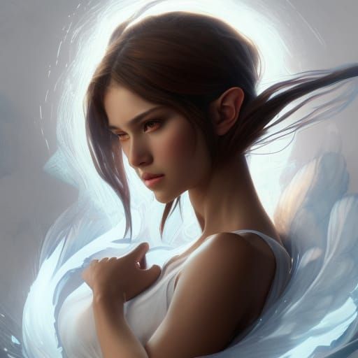 Angelic Elf Portrait in Hyperdetailed Style