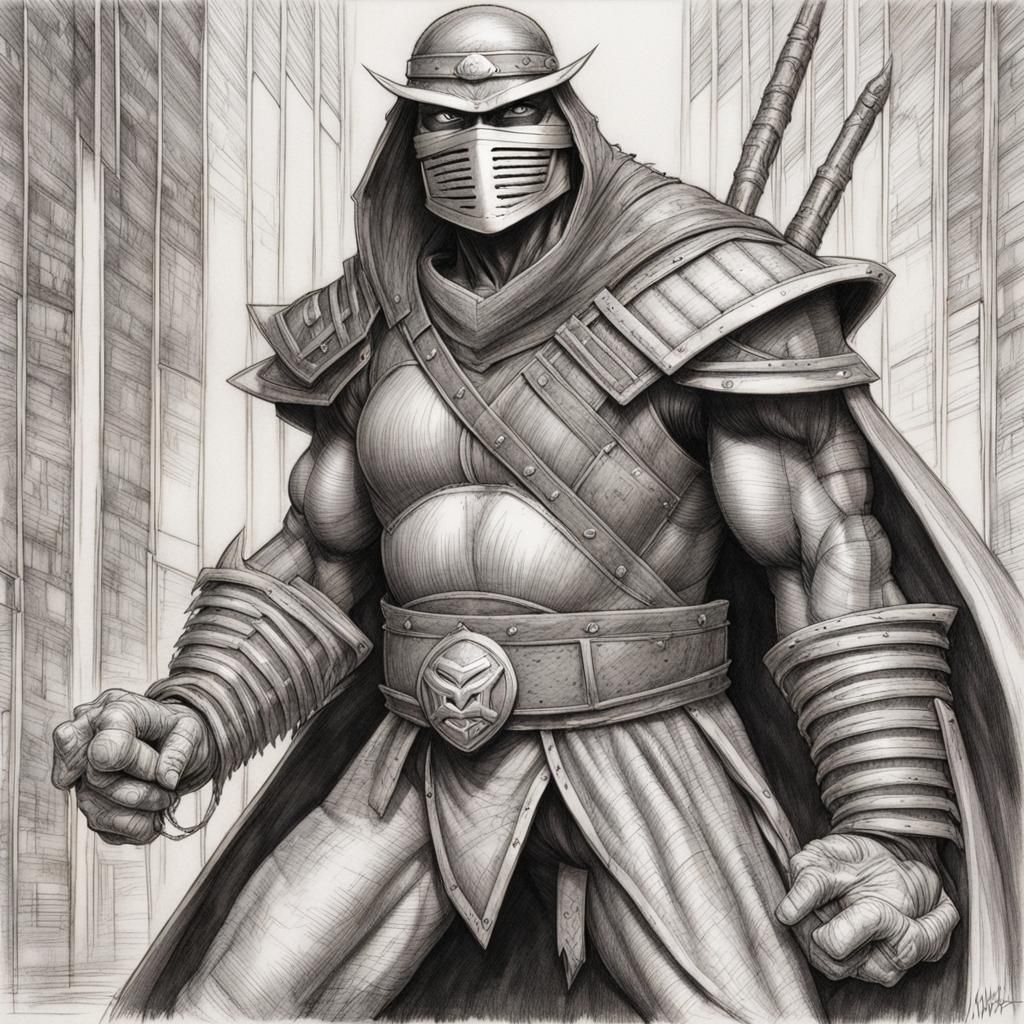 Shredder in Pencil Art Style