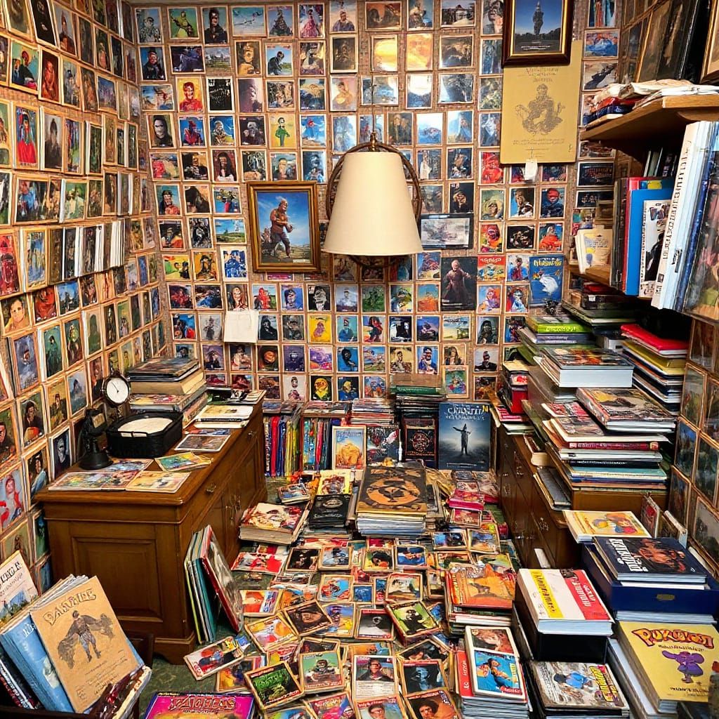 Room Overflowing with Collectible Cards