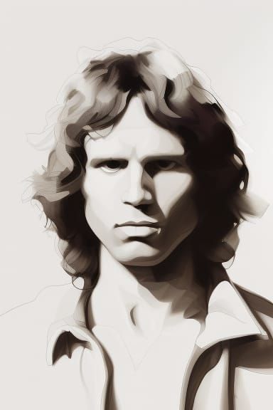 Jim Morrison Portrait in Black and White