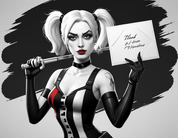 Harley Quinn Pop Art Portrait in Lichtenstein Style