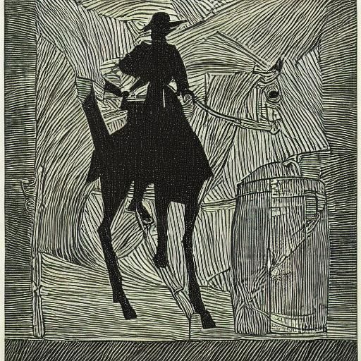 Don Quixote Silhouette in Minimalist Picasso Style