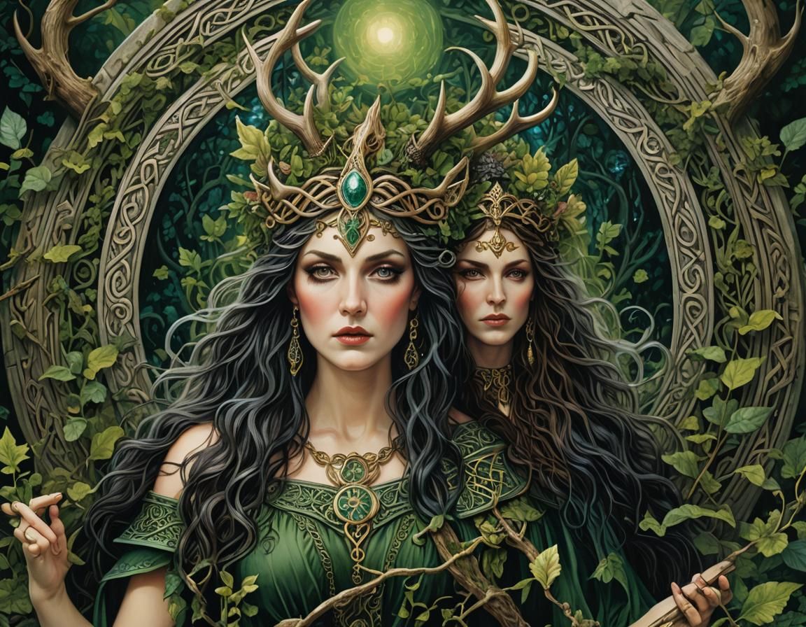 Celtic Deity Portrait in Fairytale Style