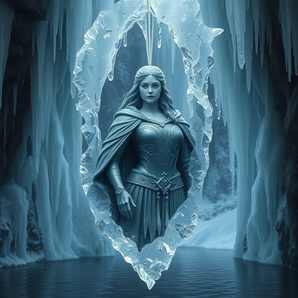 Frozen Waterfall Reveals Viking Ship Figurehead