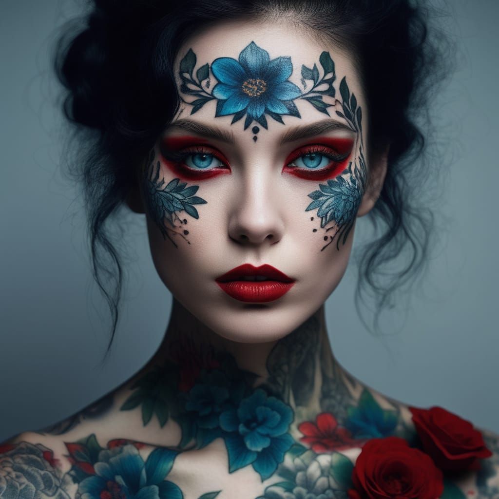 Surreal Portrait of a Woman in Bold, Vivid Colors