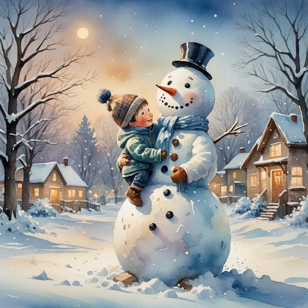 Whimsical Winter Wonderland: Little Boy Builds Giant Snowman...