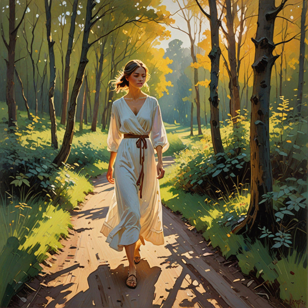 Gentle Forest Landscape in Impressionist Style