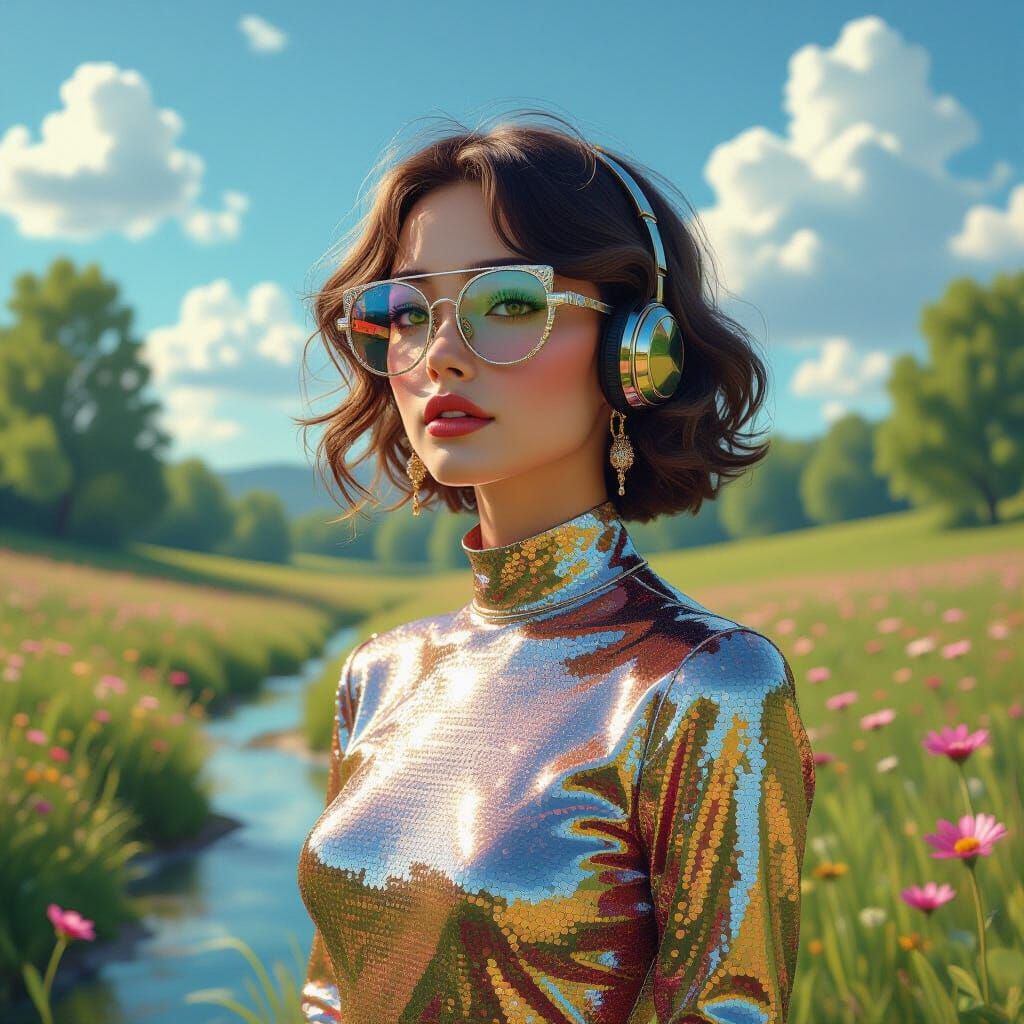 Time Traveler in Arcadia: Hyperrealistic Digital Art